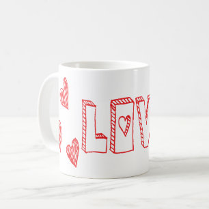 Liebe Rote Und Weiße Herzen - Hochzeit Kaffeetasse
