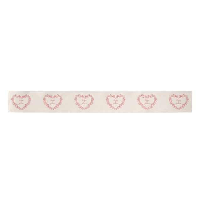 Liebe Roter Herzname Eleganter Vintager Valentinst Satinband (Vorderseite)