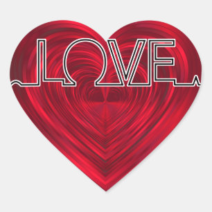 Liebe, roter Herzschlag, EKG-Wellenvektor v2 Herz-Aufkleber