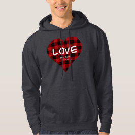 Liebe, rotes Büffel kariertes Muster, Valentin Hoodie