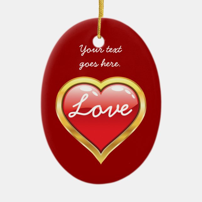Liebe Rotes Goldenes Herz Valentinstag Keramik Ornament (Vorne)
