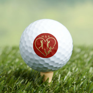 Liebe Rotes Herz Golfers Monogramm Golfball