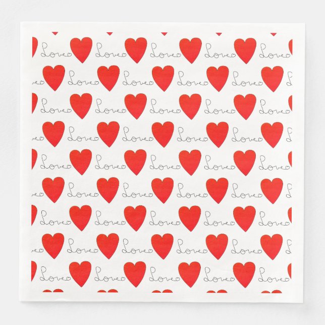 Liebe Rotes Herz Serviette (Vorderseite)