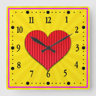 Liebe Rotes Herz Symbol-18374 Quadratische Wanduhr