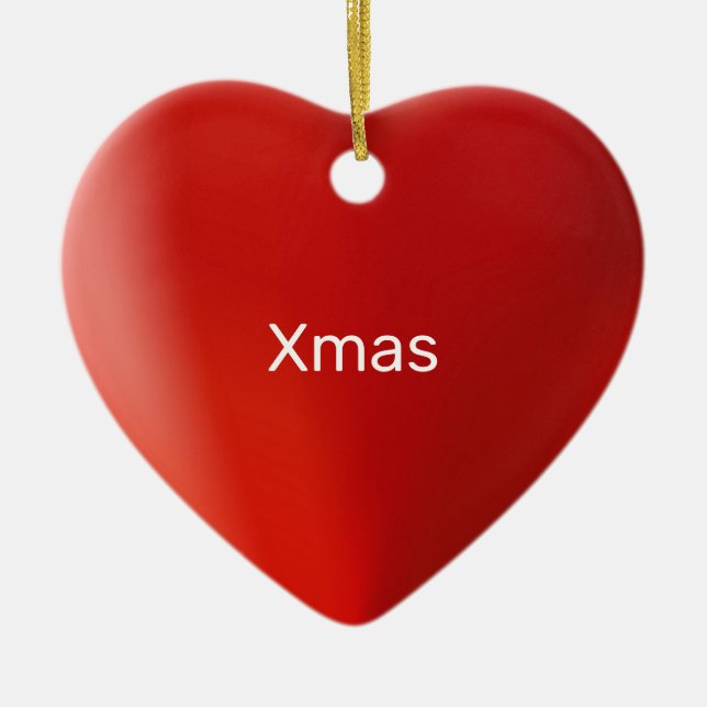 Liebe, rotes Herz und Kalligraphie Keramik Ornament (Vorne)