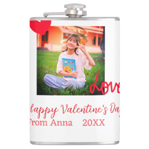 Liebe "Rotes Herz" - Valentinstag mit Fotonamento Flachmann