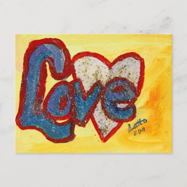 Liebe Rotes Rimmed Herz Postkarte (Vorderseite)