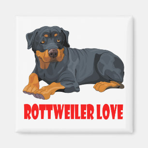 Liebe Rottweiler Braun & Schwarz Welpen Hund Carto Magnet