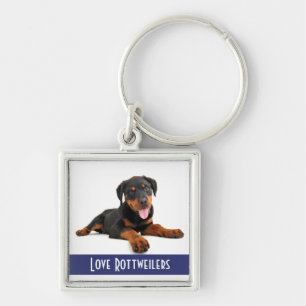 Liebe Rottweiler Welpen Hund auf Weiß Schlüsselanh Schlüsselanhänger