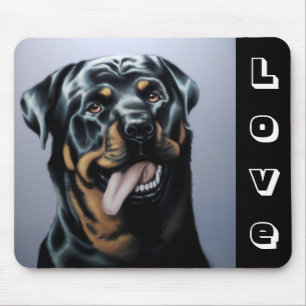 Liebe Rottweiler Welpen Hund Schwarz & Weiß Mousepad