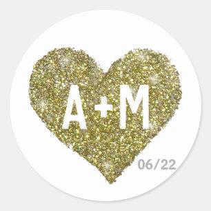 Liebe rund Aufkleber mit Goldherz