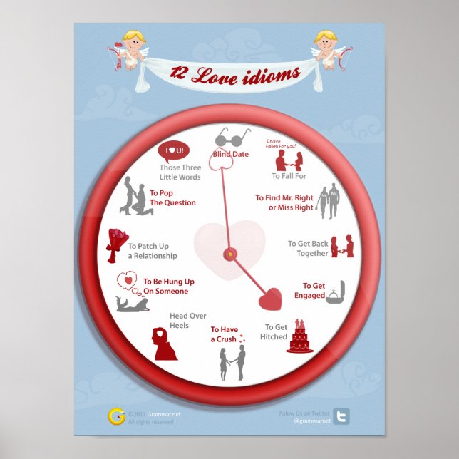 Liebe rund um die Uhr: 12 Lieben Idiome Poster (Vorne)