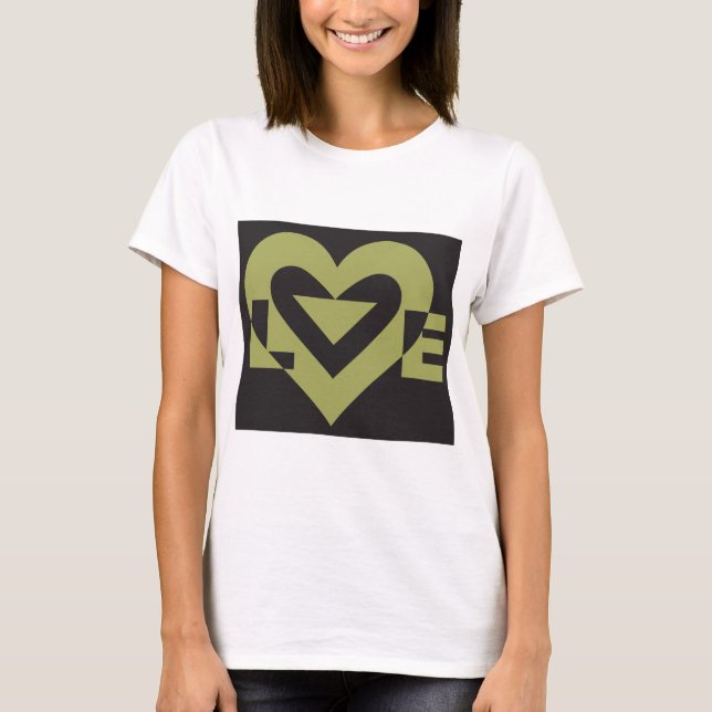 Liebe Sage Green auf Schwarz T-Shirt (Vorderseite)