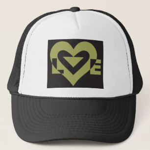 Liebe Sage Green auf Schwarz Truckerkappe
