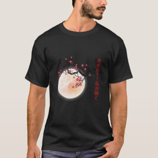 Liebe Sakura Kanji Blossom und Mond T-Shirt