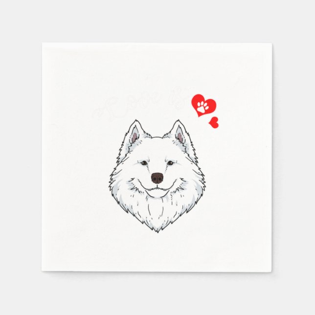 Liebe Samoyed Dog Eigentümer Samoyed Paw Herzgesch Serviette (Vorderseite)