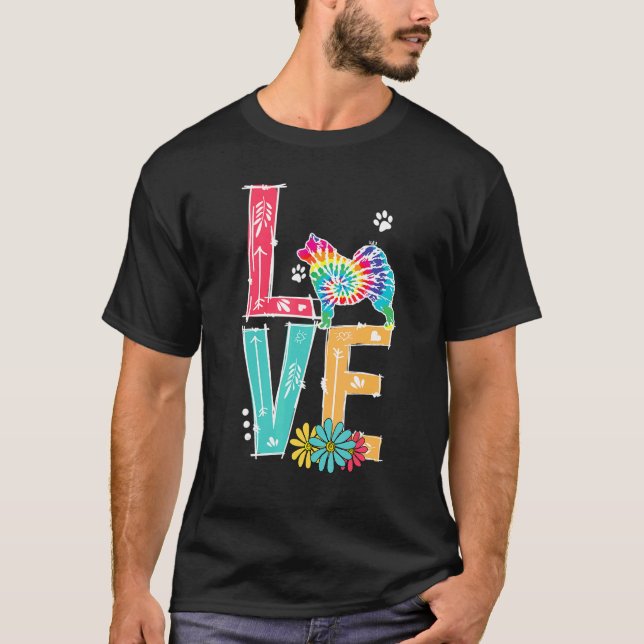 Liebe Samoyed Gefärbte Krawatte Regenbogen Samoyed T-Shirt (Vorderseite)