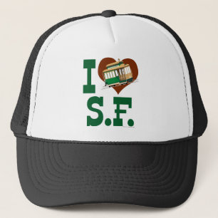 Liebe San Francisco Cable Cars Illustrierte Kunst Truckerkappe