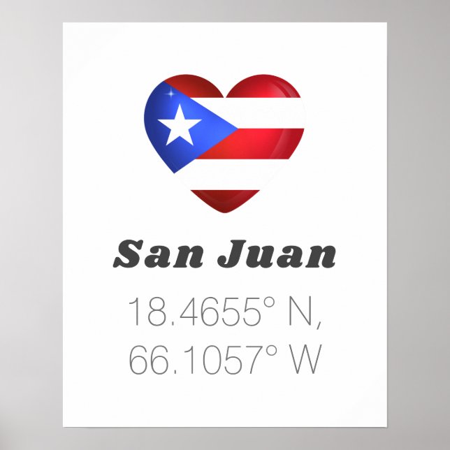 Liebe San Juan Latitude Länge Poster (Vorne)