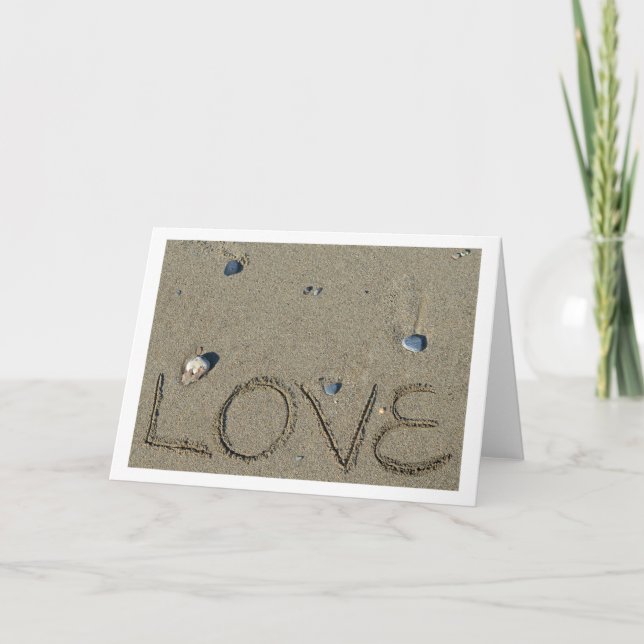 Liebe Sand Writing Beach Card Feiertagskarte (Vorderseite)