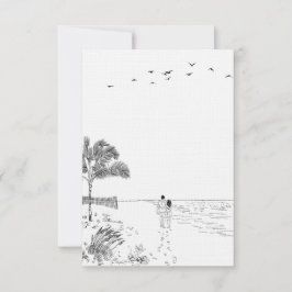 Liebe Sandy Beach Minimallinie Art Wedding Dankeskarte