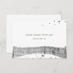 Liebe Sandy Beach Minimallinie Art Wedding RSVP Karte