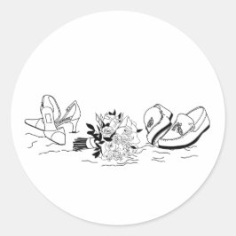 Liebe Sandy Beach Minimallinie Art Wedding Runder Aufkleber