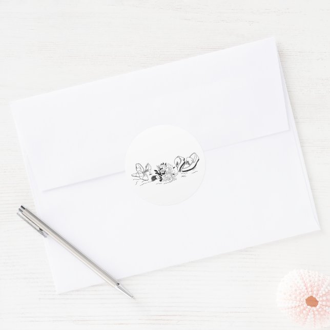 Liebe Sandy Beach Minimallinie Art Wedding Runder Aufkleber (Umschlag)