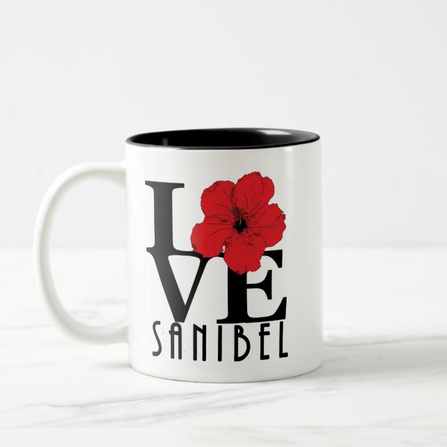 LIEBE Sanibel Florida Roter Hibiskus 111oz Zweifarbige Tasse (Links)