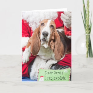 Liebe Sankt kann ich Basset Hound erklären Feiertagskarte
