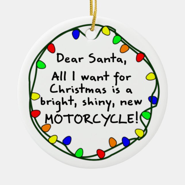 Liebe Sankt-Motorrad-Weihnachtsverzierung Keramik Ornament (Vorne)
