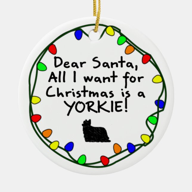 Liebe Sankt Yorkie Keramik Ornament (Vorne)