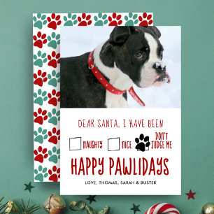 Liebe Santa Happy Pawlidays Pet Holiday Foto Card Feiertagskarte