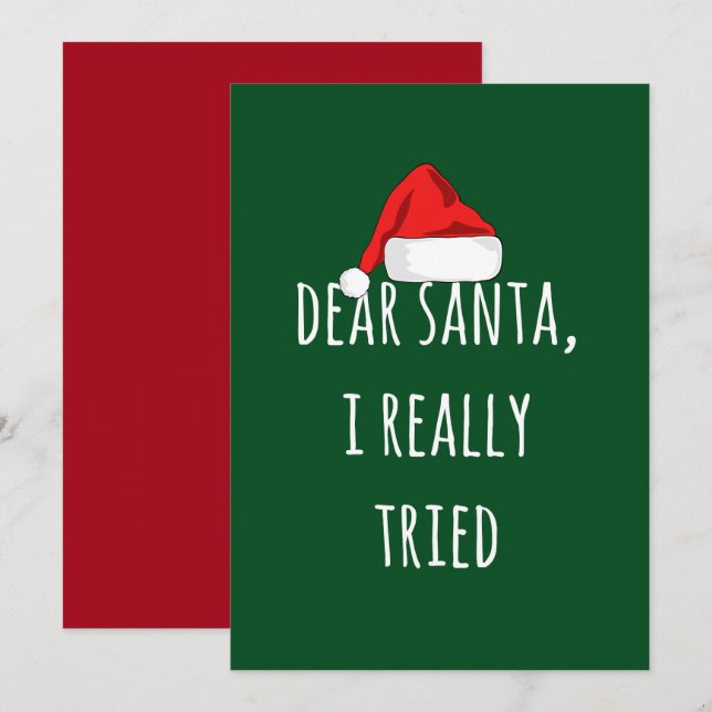 Liebe Santa I wirklich versucht Funny Christmas Karte (Vorne/Hinten)