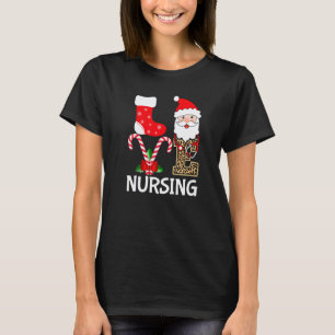 Liebe Santa Krankenpflege Stethoskop Leopard Weihn T-Shirt