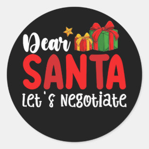 Liebe Santa Let's verhandeln Familie Weihnachten U Runder Aufkleber
