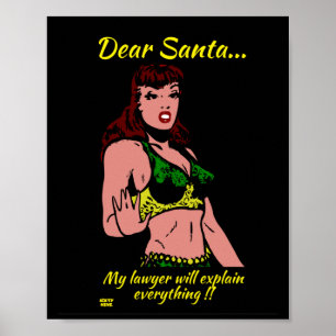 LIEBE SANTA.. MEIN ANWALT WIRD... lustige Weihnach Poster