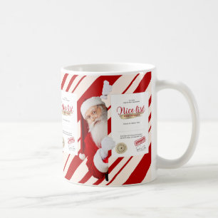 Liebe Santa Nice List Zertifikat Red Candy Stripe Kaffeetasse