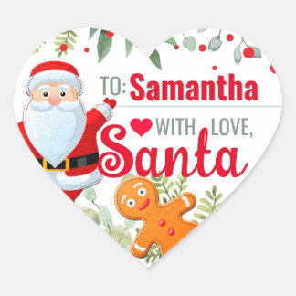 "Liebe, Santa" Weihnachtsgebäck personalisiertes W Herz-Aufkleber