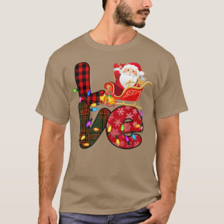 Liebe Santa Xmas Lights Rotes Buffalo Kariertes Sc T-Shirt