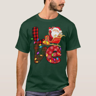 Liebe Santa Xmas Lights Rotes Buffalo Kariertes Sc T-Shirt