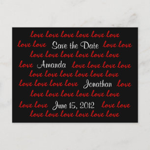 "Liebe" Save the Date Postkarte (schwarz)