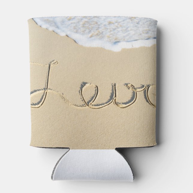 Liebe Schild auf dem Strand Sand Dosenkühler (Rückseite)