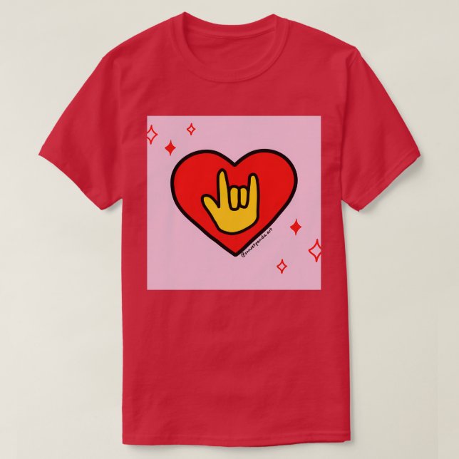 Liebe Schild Rotes Herz T-Shirt (Design vorne)