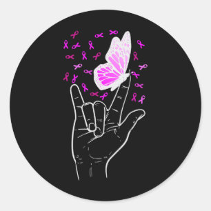 Liebe Schildern Butterfly Brustkrebs Bewusstsein P Runder Aufkleber