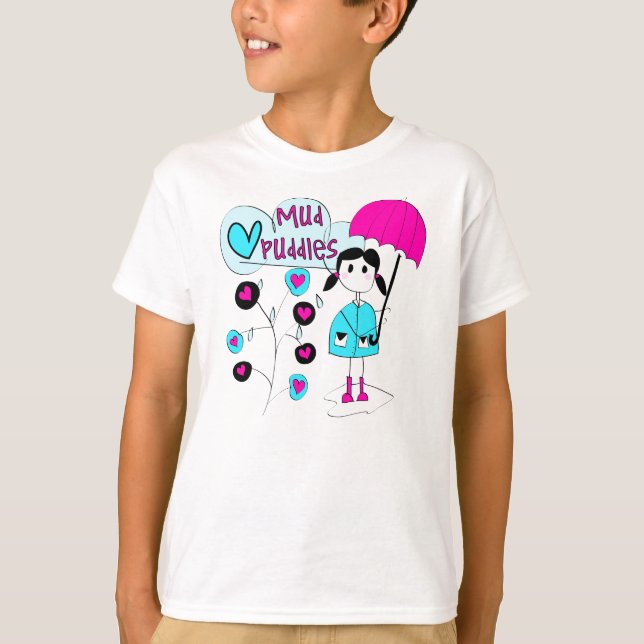 Liebe-Schlamm-Pfützen des Mädchen-I T-Shirt (Vorderseite)