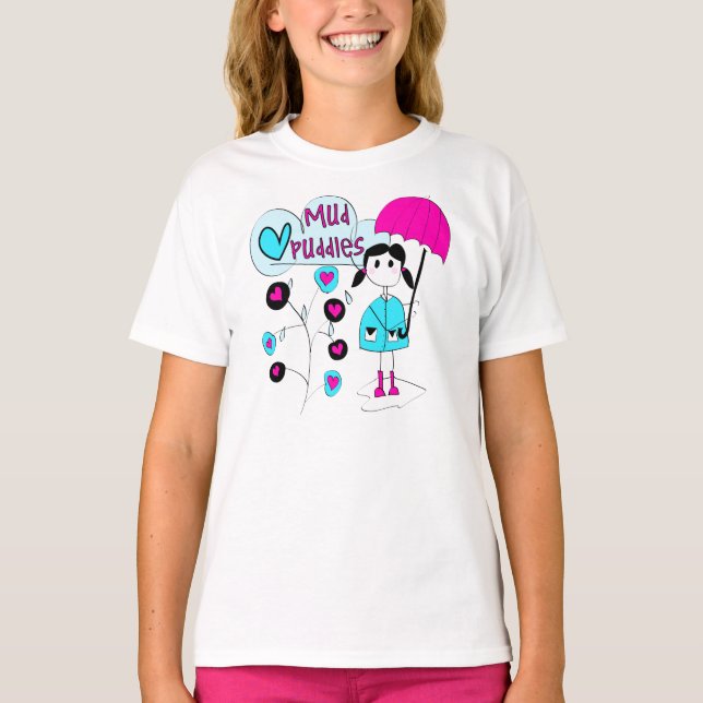 Liebe-Schlamm-Pfützen des Mädchen-I T-Shirt (Vorderseite)
