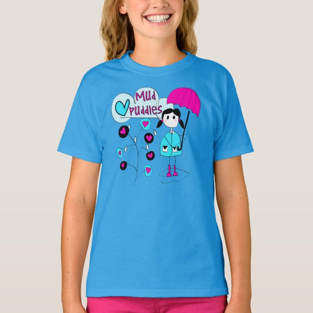 Liebe-Schlamm-Pfützen des Mädchen-I T-Shirt (Vorderseite)