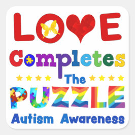 Liebe schließt das Puzzle ab Quadratischer Aufkleber
