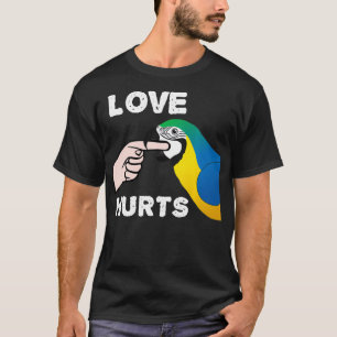 Liebe schmerzt Blau und Gold Ara Papagei T-Shirt